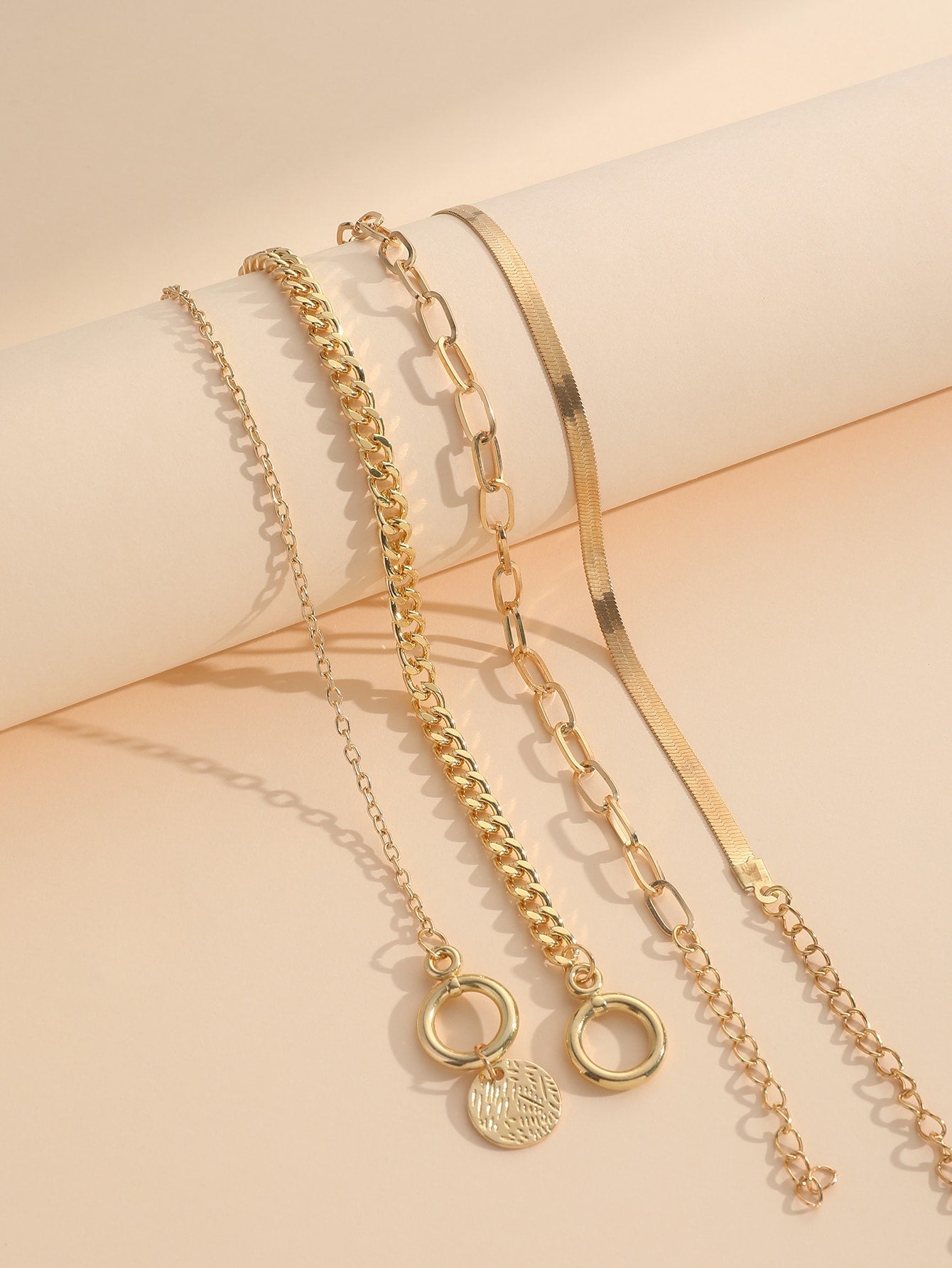 Shein - 4pcs/set Retro & Minimalist Multi-layer Bracelets For Women
