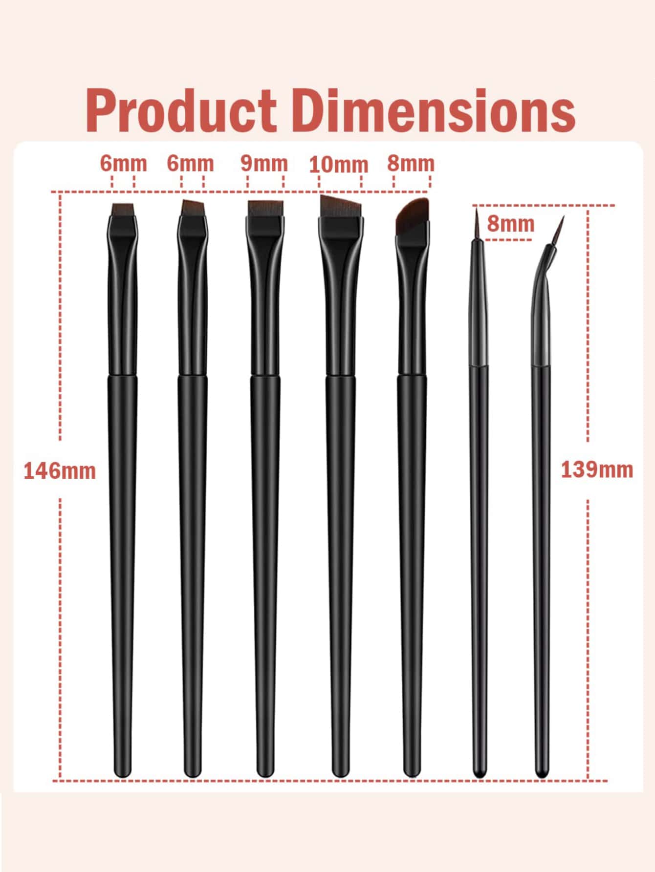 Shein - 7Pcs Eyeliner Brush Professional Eyeliner Makeup Brushes Angled Flat Cosmetic Brush Makeup Tools Black Friday