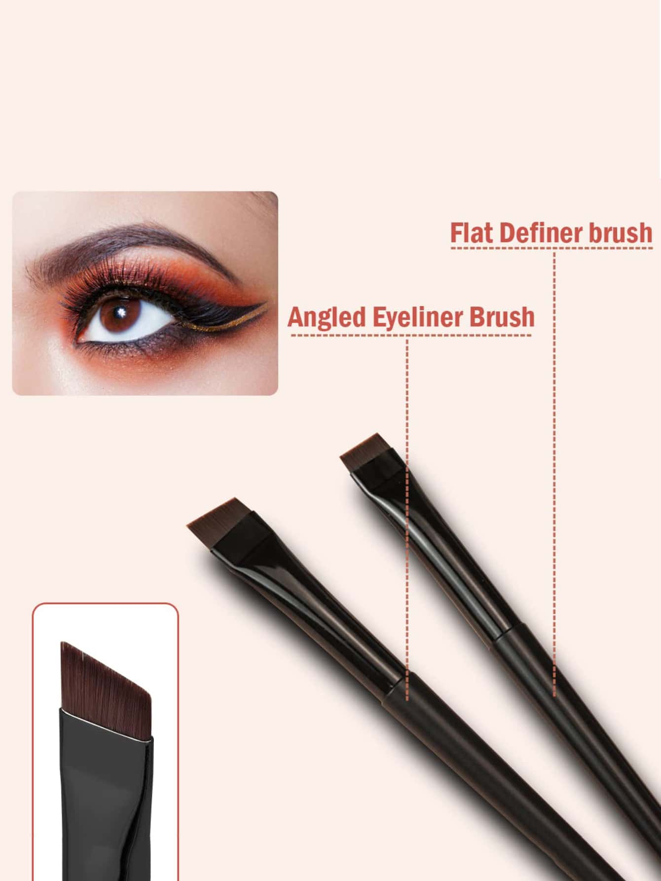 Shein - 7Pcs Eyeliner Brush Professional Eyeliner Makeup Brushes Angled Flat Cosmetic Brush Makeup Tools Black Friday
