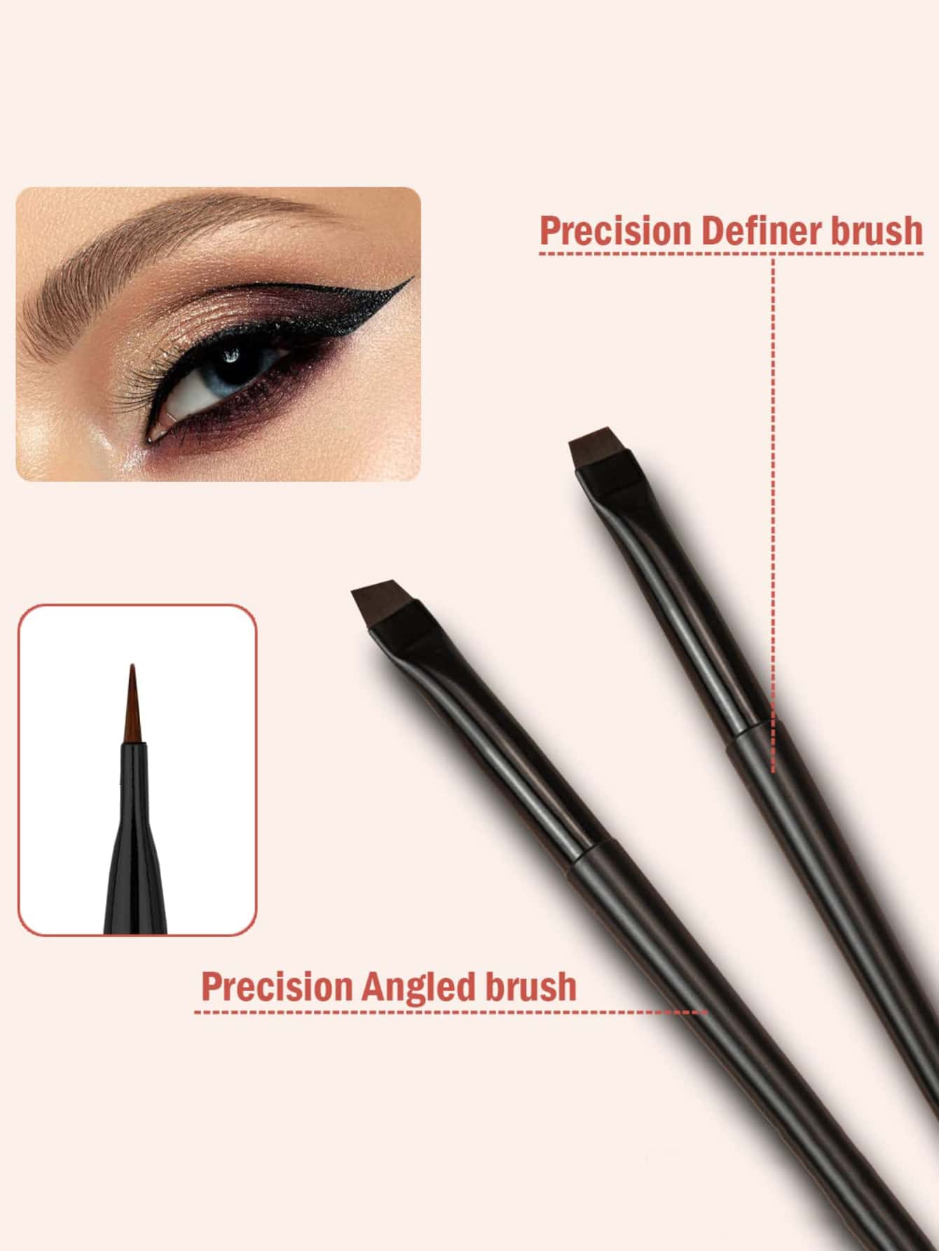 Shein - 7Pcs Eyeliner Brush Professional Eyeliner Makeup Brushes Angled Flat Cosmetic Brush Makeup Tools Black Friday