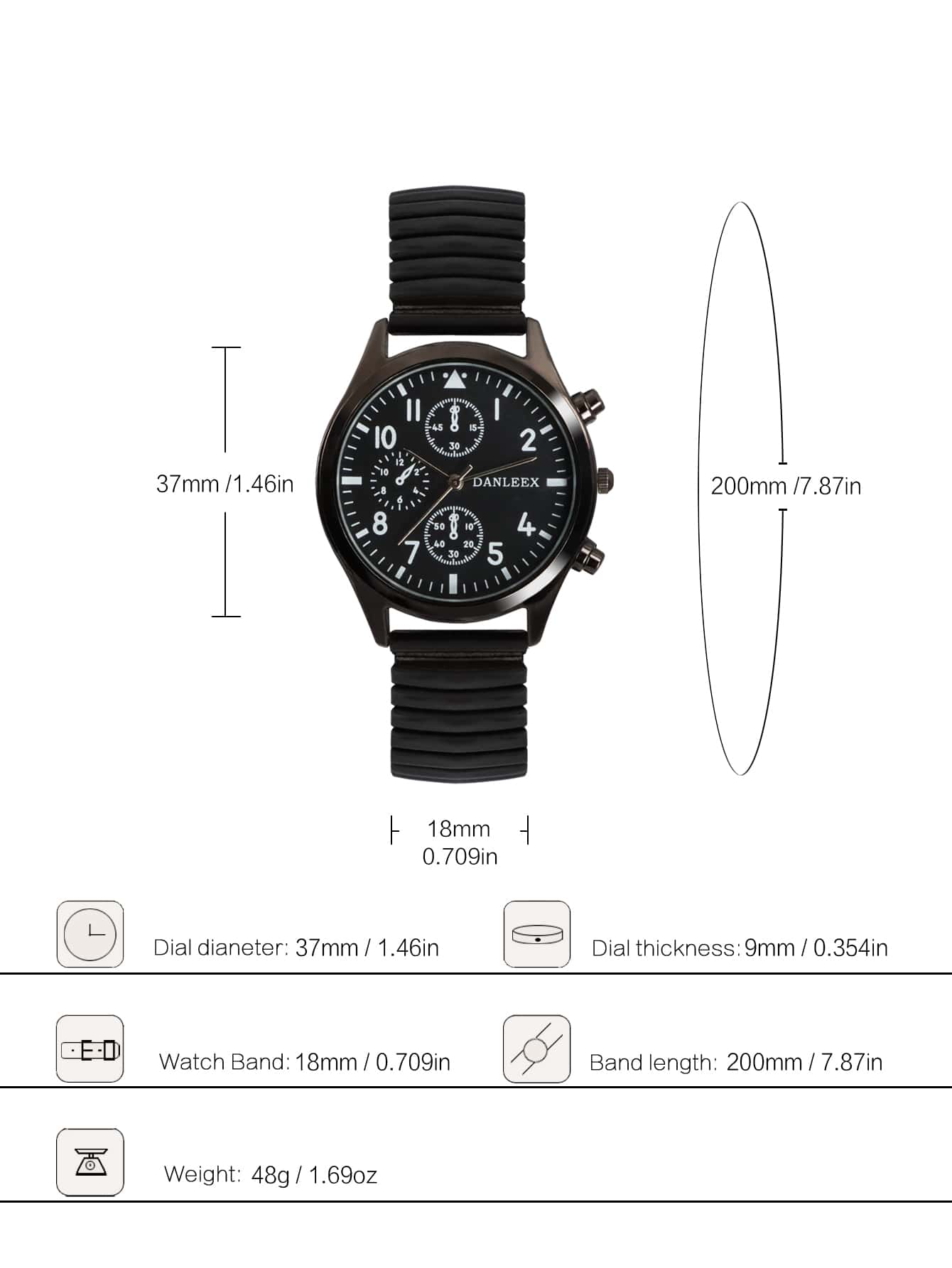 Shein - 2pcs Stylish Classic Round Couple's Quartz Wristwatch With Black Elastic Band