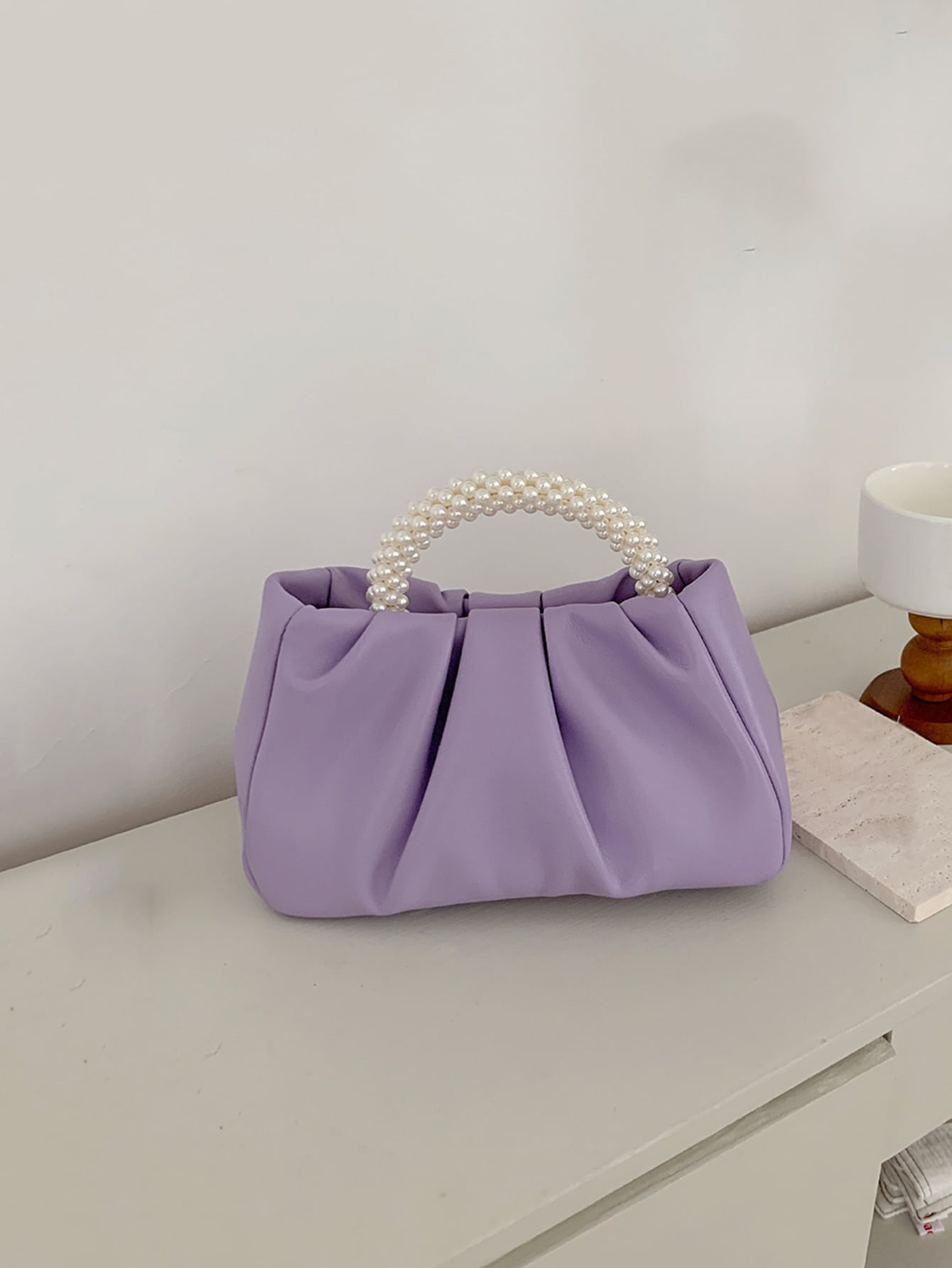 Shein - Argyle Princess Faux Pearl & Rhinestone Pearl Chain & Decor Faux Pearl Handle Cloud-Shaped Shoulder Bag