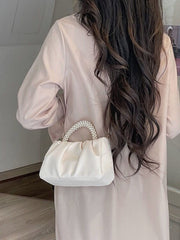 Shein - Argyle Princess Faux Pearl & Rhinestone Pearl Chain & Decor Faux Pearl Handle Cloud-Shaped Shoulder Bag