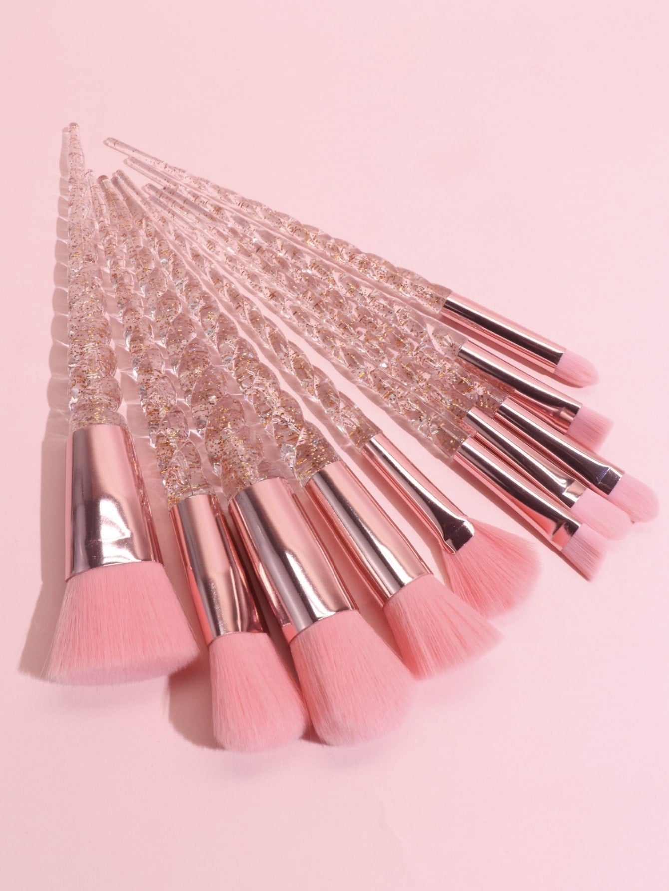 Shein - 10Pcs Professional Makeup Brush Set, Soft Blush Brush, Powder Brush, Pink Eye Brush, Full Kit Of Beauty Tools Makeup Brushes Set, Black Friday