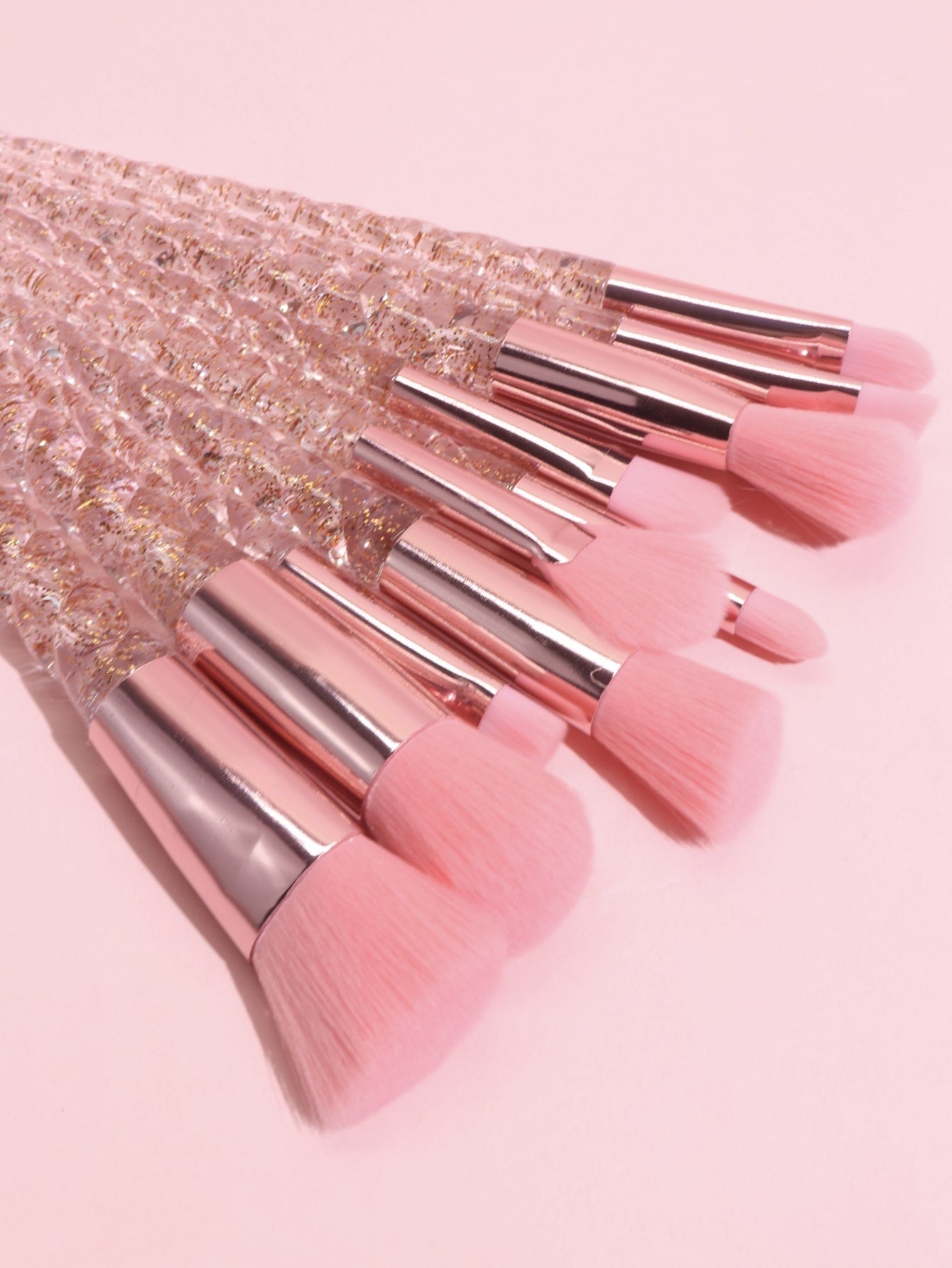 Shein - 10Pcs Professional Makeup Brush Set, Soft Blush Brush, Powder Brush, Pink Eye Brush, Full Kit Of Beauty Tools Makeup Brushes Set, Black Friday