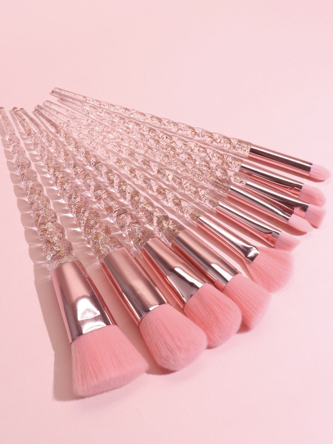 Shein - 10Pcs Professional Makeup Brush Set, Soft Blush Brush, Powder Brush, Pink Eye Brush, Full Kit Of Beauty Tools Makeup Brushes Set, Black Friday