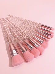 Shein - 10Pcs Professional Makeup Brush Set, Soft Blush Brush, Powder Brush, Pink Eye Brush, Full Kit Of Beauty Tools Makeup Brushes Set, Black Friday