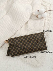 Shein - Vintage Fold Over Long Wallet Women Fashion Modern Business Slim Portable Versatile Large Capacity