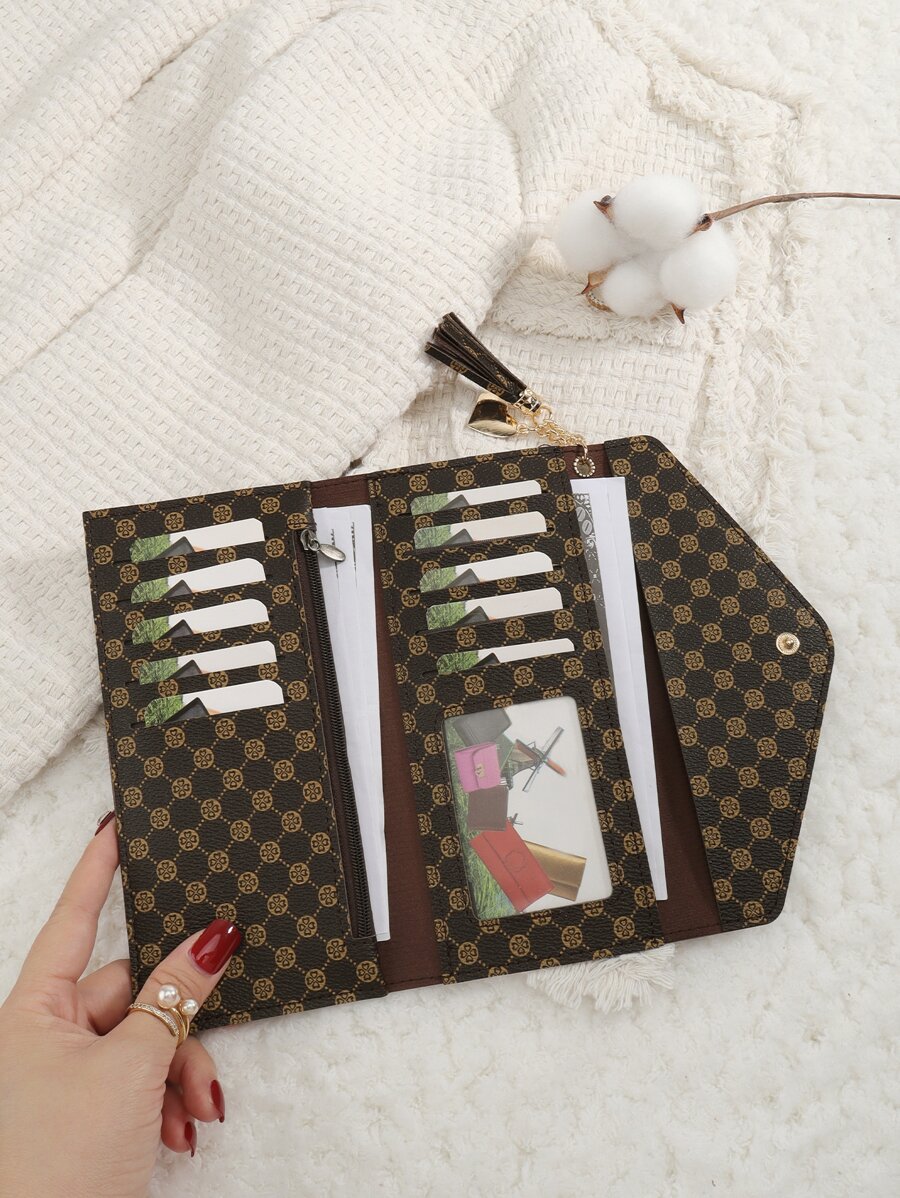 Shein - Vintage Fold Over Long Wallet Women Fashion Modern Business Slim Portable Versatile Large Capacity