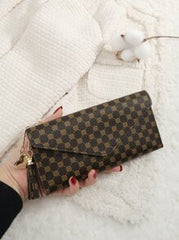 Shein - Vintage Fold Over Long Wallet Women Fashion Modern Business Slim Portable Versatile Large Capacity