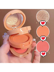 Shein - 3-Color Highlighter & Blush Palette, Shimmer Long-Lasting Matte Blush With Mirror