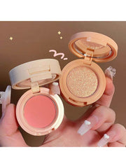 Shein - 3-Color Highlighter & Blush Palette, Shimmer Long-Lasting Matte Blush With Mirror