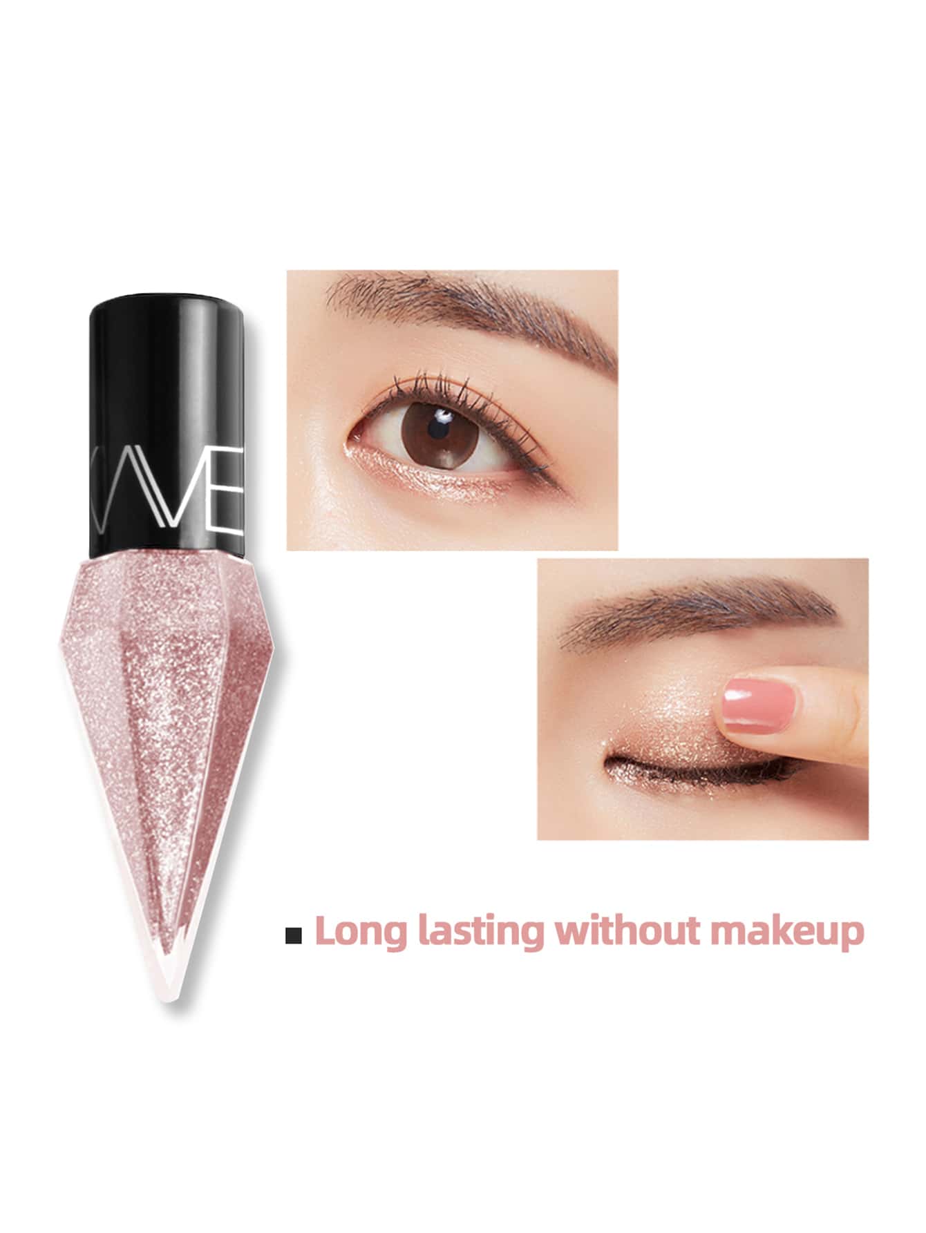 Shein - Rhinestone Glitter Eye Liners Eyeshadow, 1Pc Waterproof Silver Rose Gold Color Sequins Long-lasting Eyeliner Eye Shadow Y2K Makeup Beauty Cosmetics LK102-02 silver