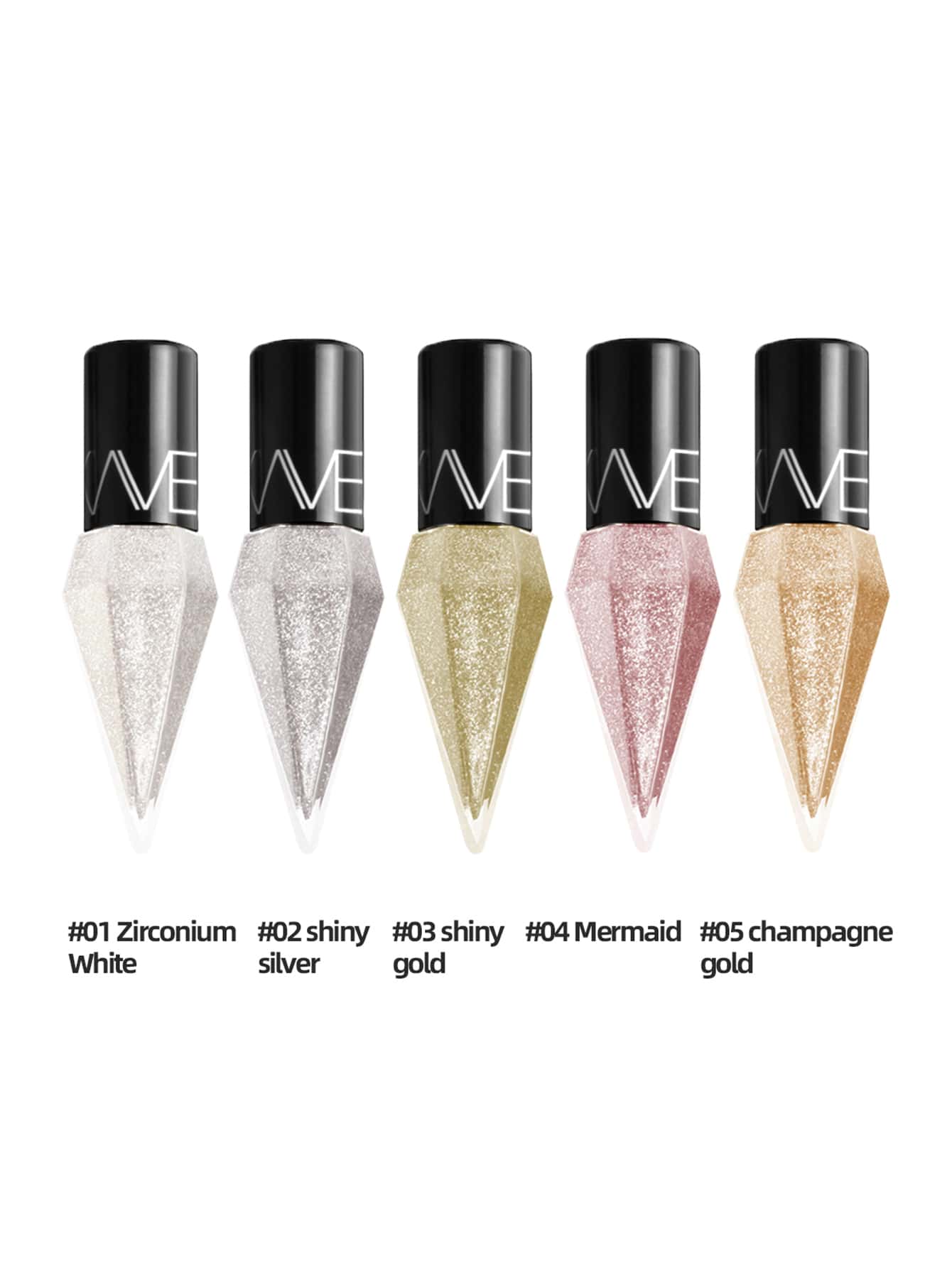 Shein - Rhinestone Glitter Eye Liners Eyeshadow, 1Pc Waterproof Silver Rose Gold Color Sequins Long-lasting Eyeliner Eye Shadow Y2K Makeup Beauty Cosmetics LK102-02 silver