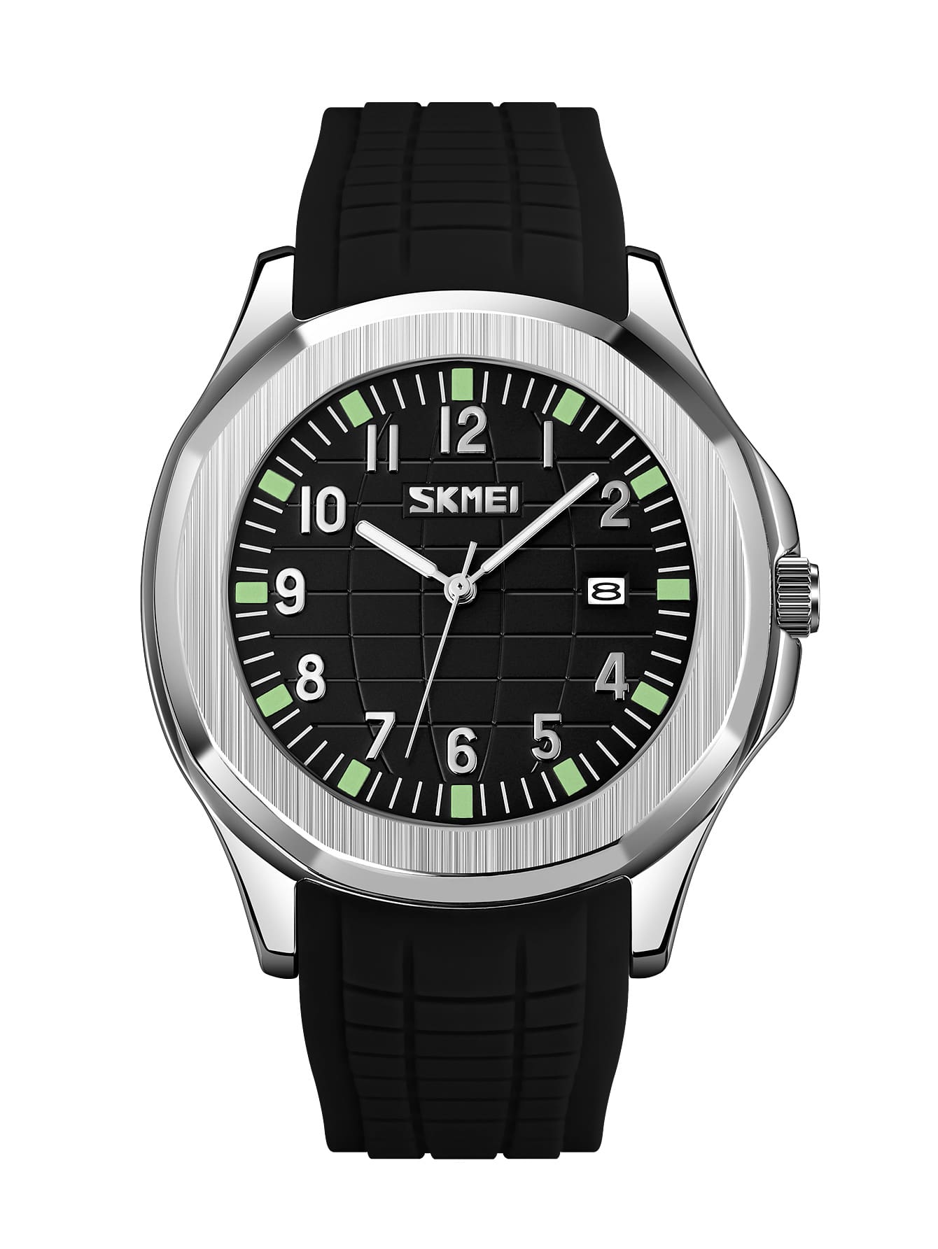 Shein - Men's Luxury Silicone Watch, Stainless Steel Back, Water Resistant Quartz Watch