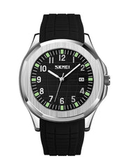 Shein - Men's Luxury Silicone Watch, Stainless Steel Back, Water Resistant Quartz Watch
