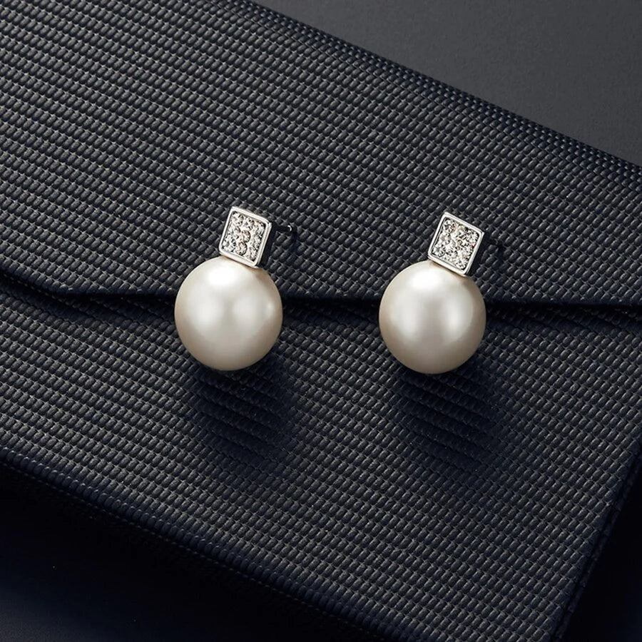 Shein Square cubic zirconia & imitation pearl hanging jewelry set