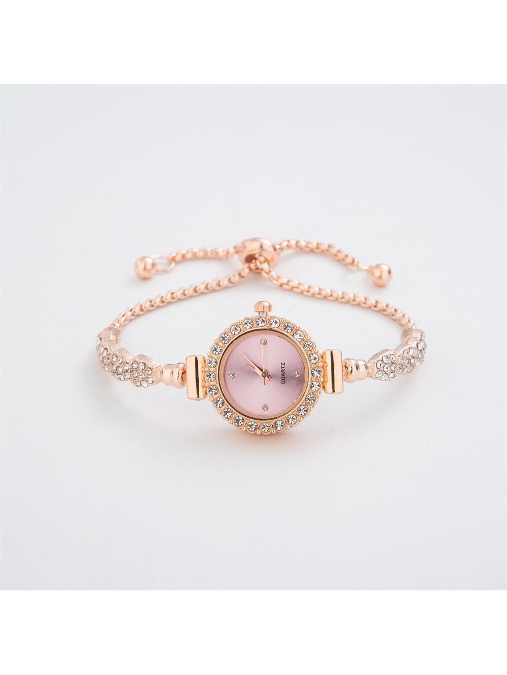 Shein - 2023 New Fashion Women's Bracelet Watch, Round Case, Stainless Steel Strap, Quartz Watch With Small Dial And Diamond Detail, Ideal Gift For Girlfriend