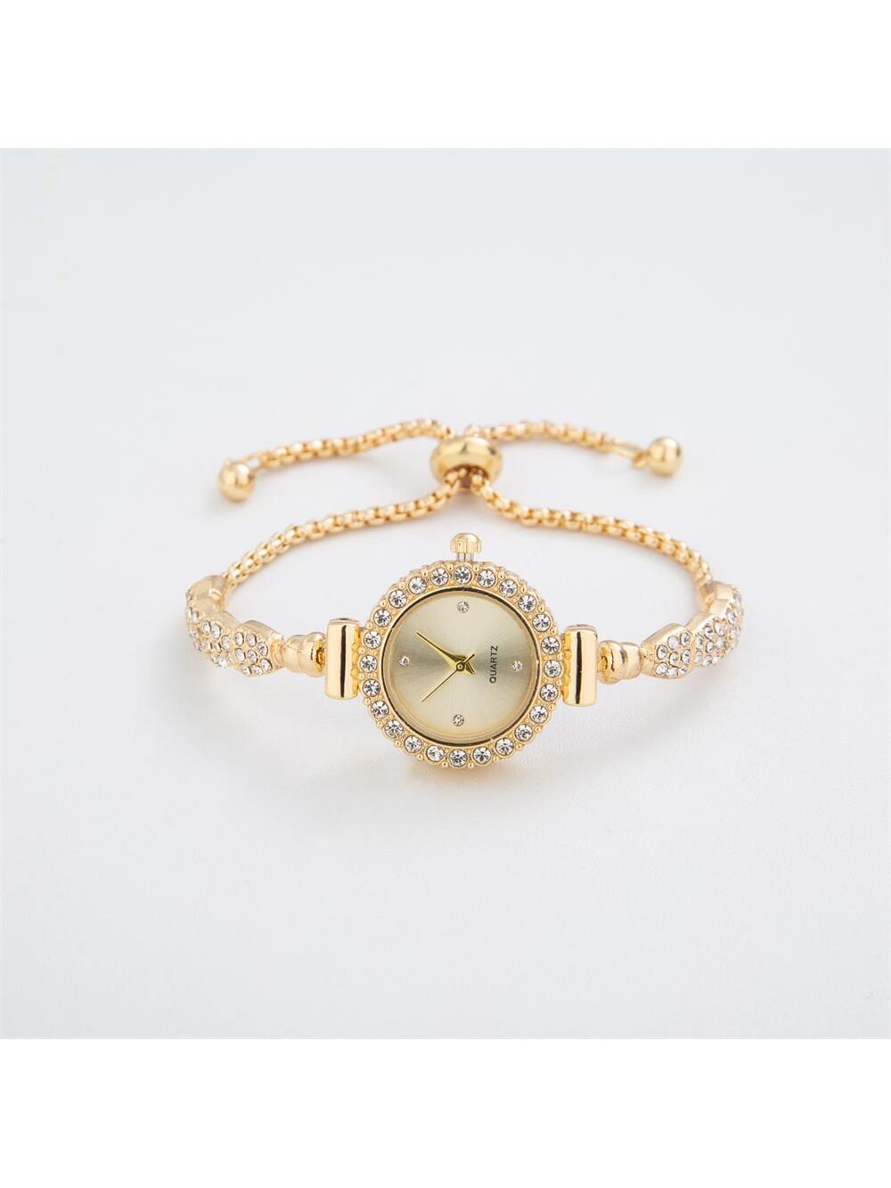 Shein - 2023 New Fashion Women's Bracelet Watch, Round Case, Stainless Steel Strap, Quartz Watch With Small Dial And Diamond Detail, Ideal Gift For Girlfriend