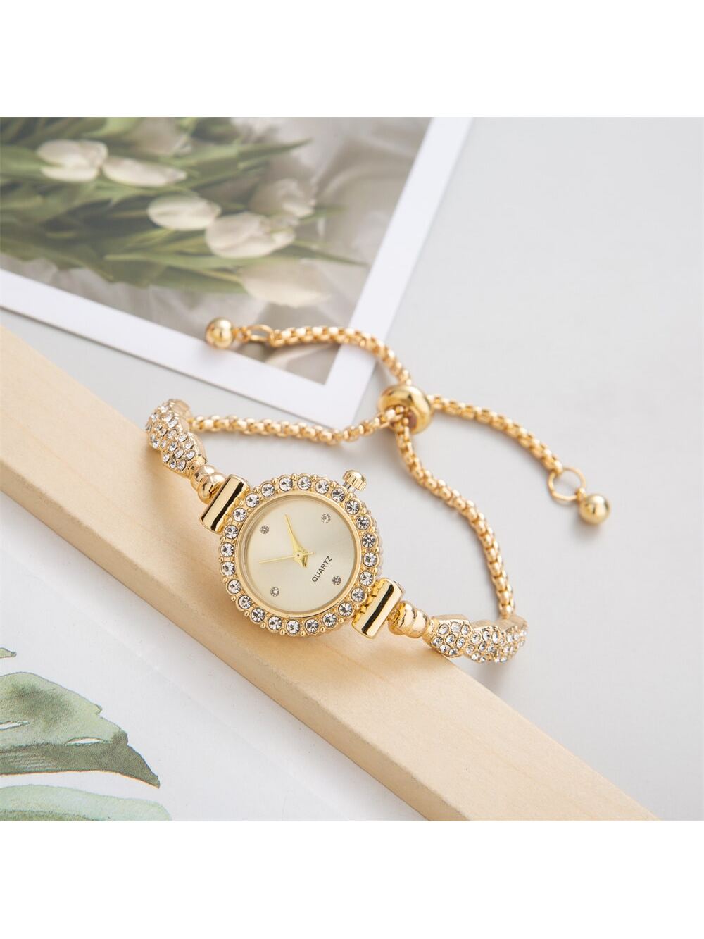 Shein - 2023 New Fashion Women's Bracelet Watch, Round Case, Stainless Steel Strap, Quartz Watch With Small Dial And Diamond Detail, Ideal Gift For Girlfriend
