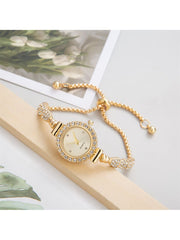Shein - 2023 New Fashion Women's Bracelet Watch, Round Case, Stainless Steel Strap, Quartz Watch With Small Dial And Diamond Detail, Ideal Gift For Girlfriend