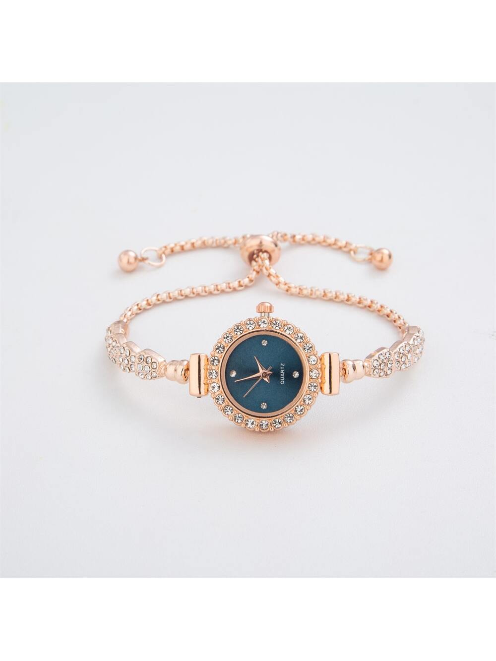 Shein - 2023 New Fashion Women's Bracelet Watch, Round Case, Stainless Steel Strap, Quartz Watch With Small Dial And Diamond Detail, Ideal Gift For Girlfriend
