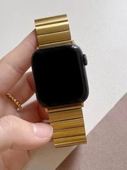 Shein - Bamboo Stainless Steel Watch Band Compatible With Apple Watch