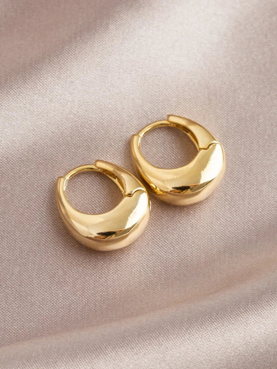 Shein Simple, multi-faceted and multi-use metallic hoop earrings, teardrop & oval, one pair