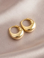 Shein Simple, multi-faceted and multi-use metallic hoop earrings, teardrop & oval, one pair