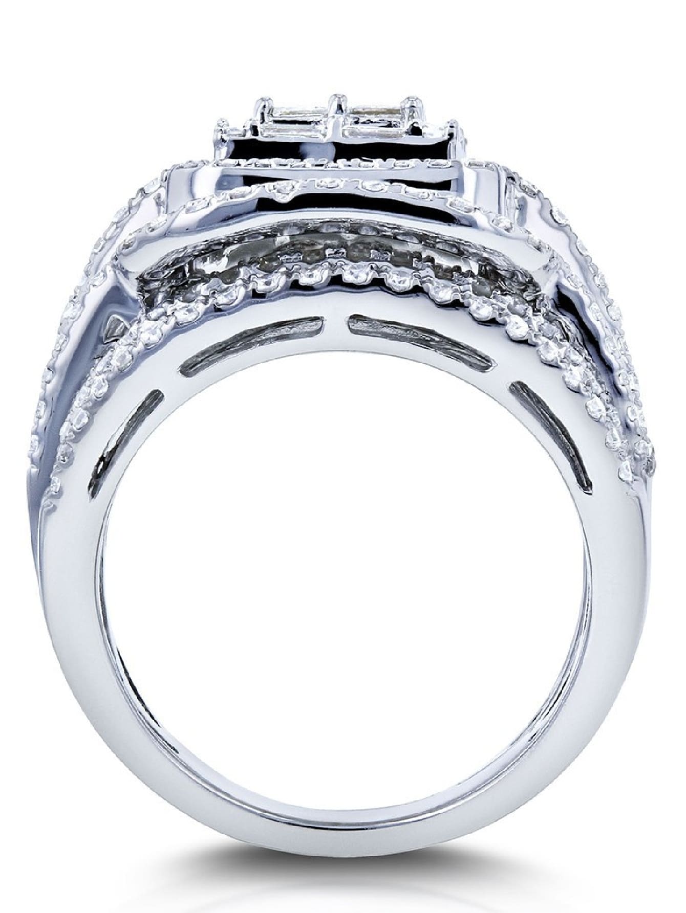 Shein - 2pcs luxury exaggerated women's Cubic Zirconia pair ring set ring fashion women's ring personalized jewelry