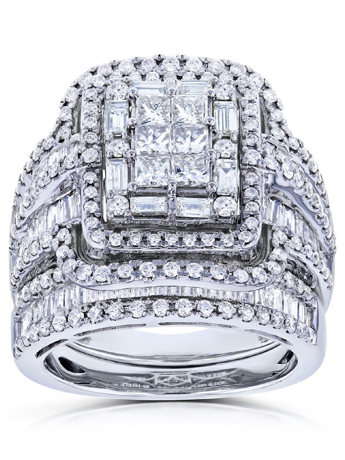 Shein - 2pcs luxury exaggerated women's Cubic Zirconia pair ring set ring fashion women's ring personalized jewelry