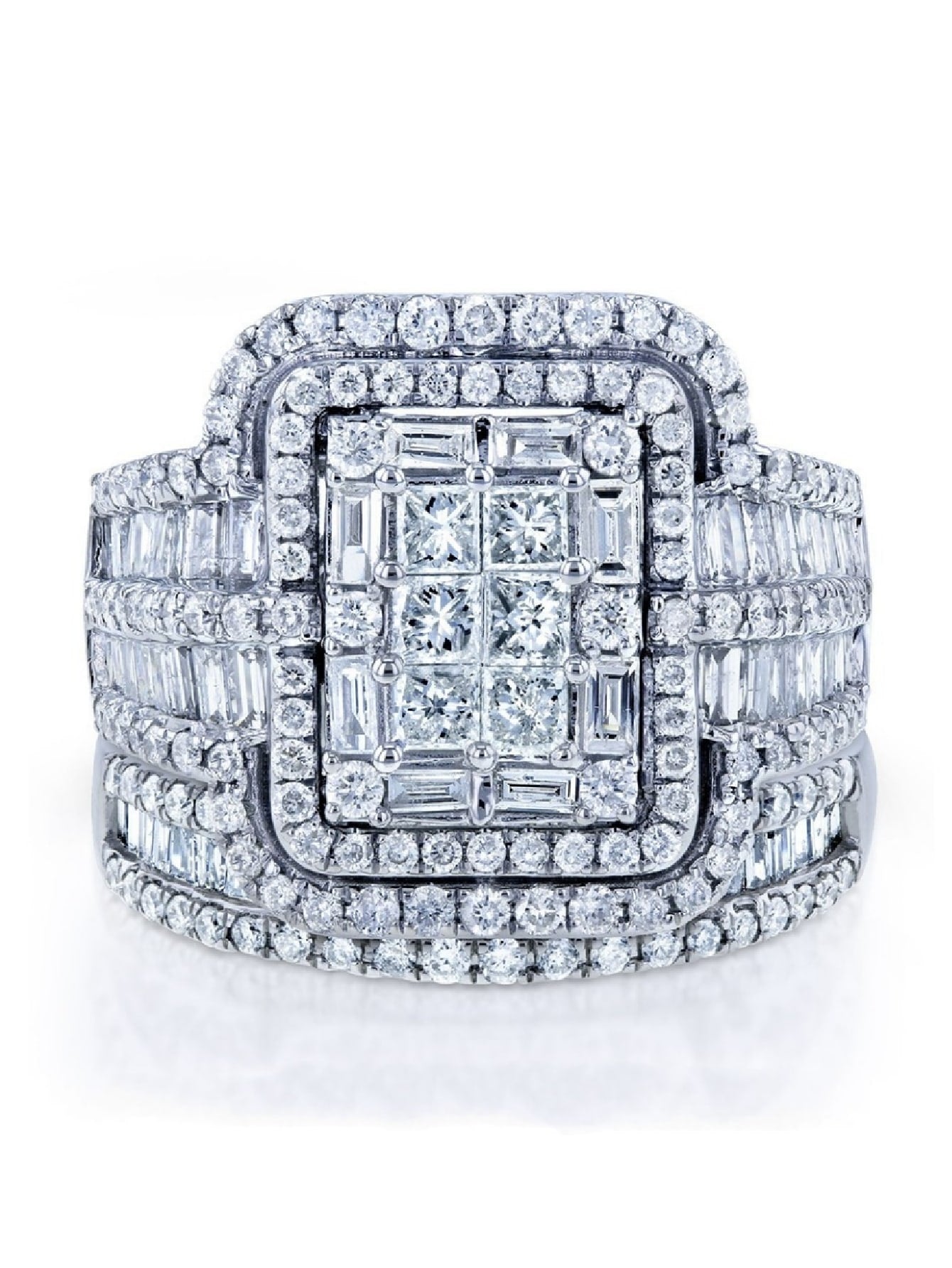 Shein - 2pcs luxury exaggerated women's Cubic Zirconia pair ring set ring fashion women's ring personalized jewelry