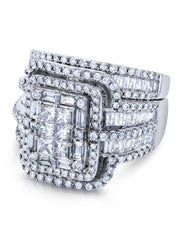 Shein - 2pcs luxury exaggerated women's Cubic Zirconia pair ring set ring fashion women's ring personalized jewelry