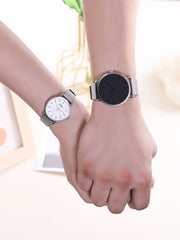 Shein - 2pcs Couple Fashionable Quartz Watches And 2pcs Magnetic Couple Heart Shaped Necklaces