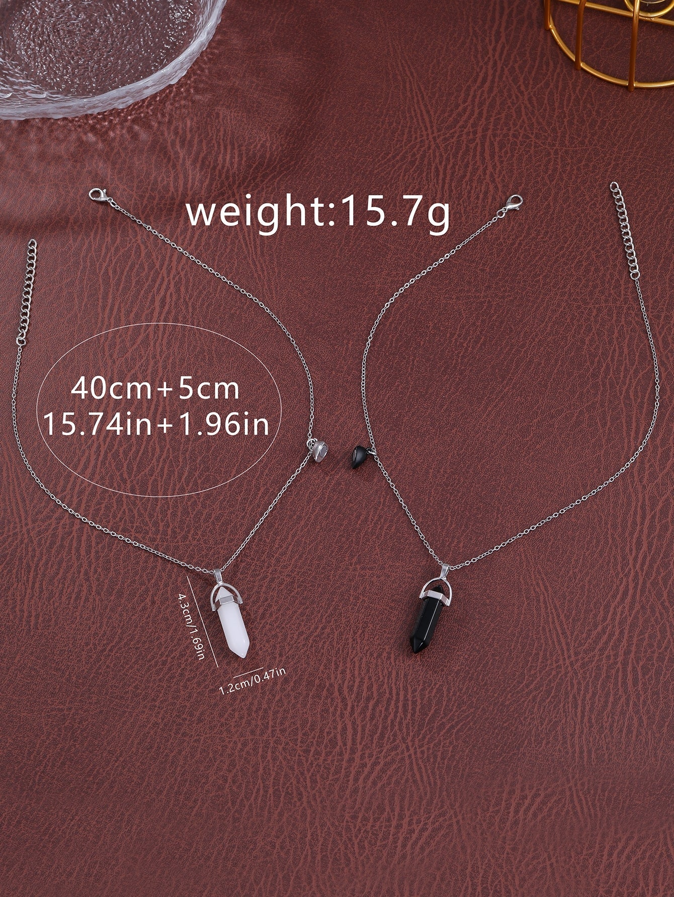 Shein - 2pcs Couple Fashionable Quartz Watches And 2pcs Magnetic Couple Heart Shaped Necklaces