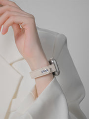 Shein - 1pc Slim Beige Watch Band Compatible With Apple Watch