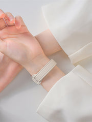 Shein - 1pc Slim Beige Watch Band Compatible With Apple Watch