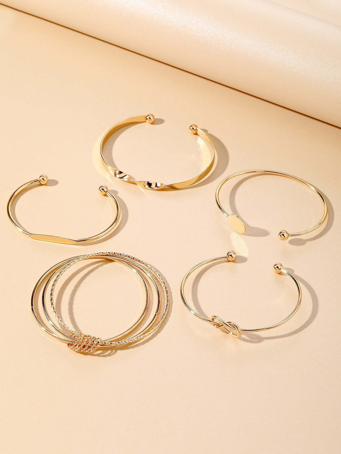 Shein - 5 Pcs Metal Women'S Sexy Simple Daily Bracelet Set