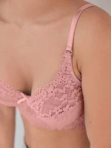 Shein - DAZY Metallic Loop Floral Lace Bra