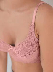 Shein - DAZY Metallic Loop Floral Lace Bra