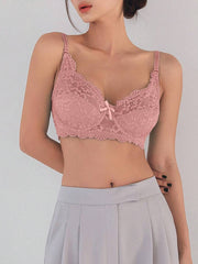 Shein - DAZY Metallic Loop Floral Lace Bra