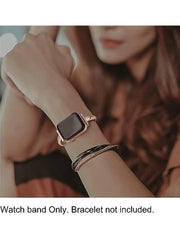 Shein - 1pc Rose Gold Stainless Steel Bracelet Compatible With Apple Watch