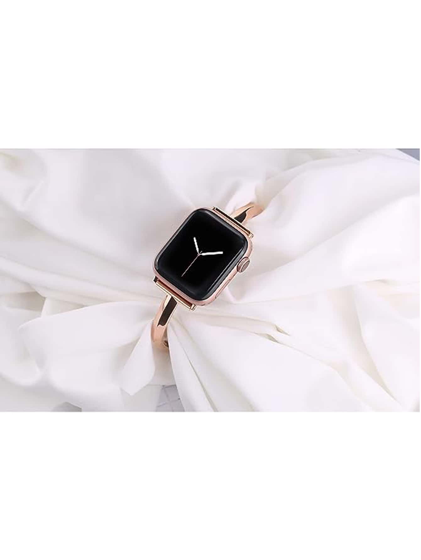 Shein - 1pc Rose Gold Stainless Steel Bracelet Compatible With Apple Watch