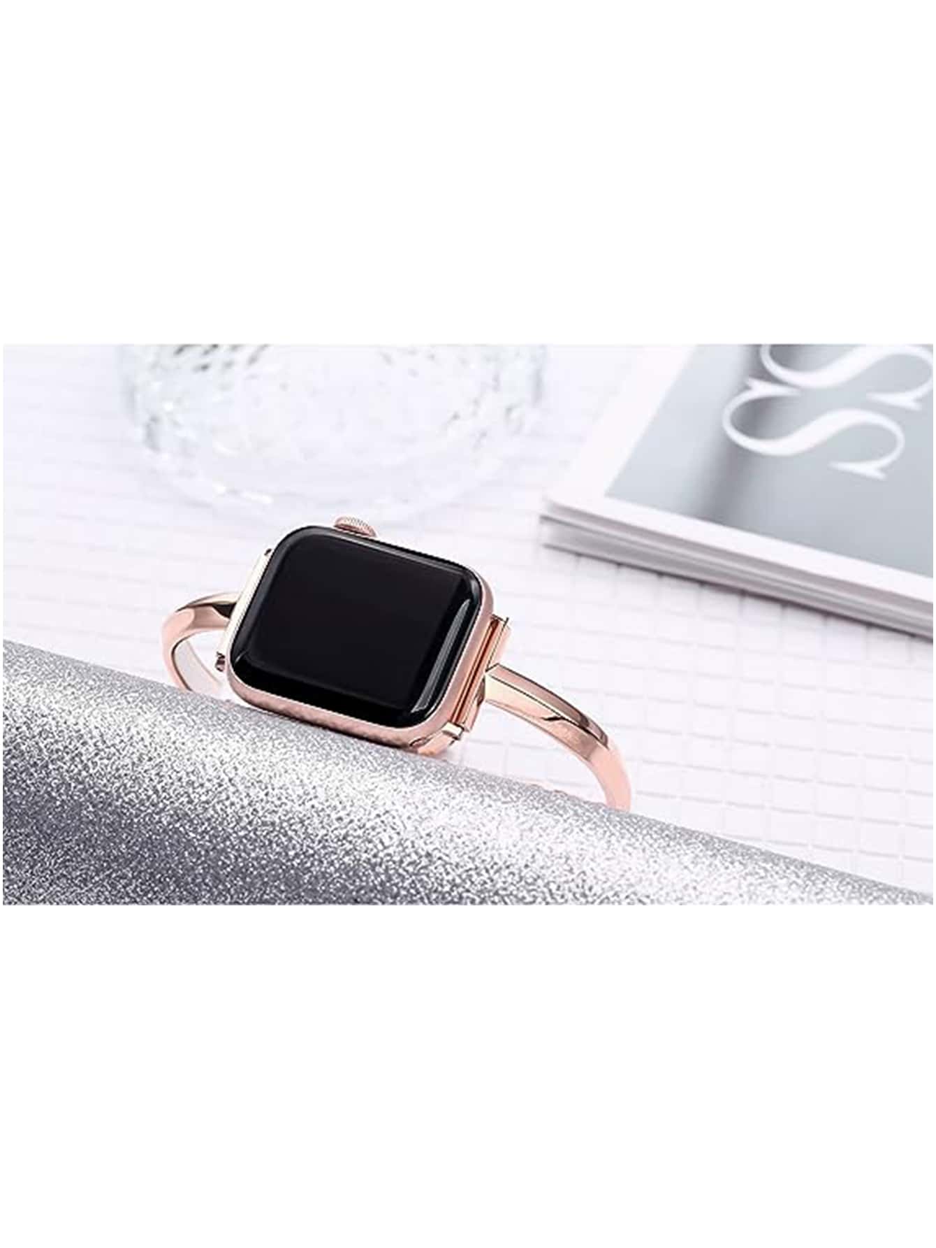 Shein - 1pc Rose Gold Stainless Steel Bracelet Compatible With Apple Watch