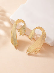 Shein - 1pair Exaggerated European & American Fashion Gold Color Metal Earrings For Women