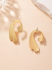 Shein - 1pair Exaggerated European & American Fashion Gold Color Metal Earrings For Women