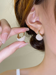 Shein - 1pair New Fashion Faux Pearl Flower Basket Design Simple & Unique Earrings For Women, Versatile Accessory