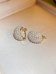Shein - 1pair New Fashion Faux Pearl Flower Basket Design Simple & Unique Earrings For Women, Versatile Accessory