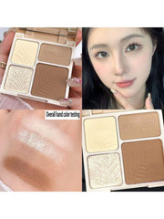 Shein - 4 Color Matte Contour Highlighter Powder With 4 Grid Design For Face Slimming, Shaping & Brightening. Available In 2 Colors. Easy To Apply, Long-Lasting & Non-Flying Powder