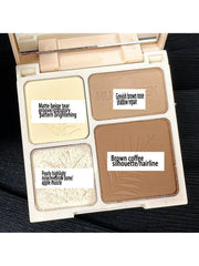 Shein - 4 Color Matte Contour Highlighter Powder With 4 Grid Design For Face Slimming, Shaping & Brightening. Available In 2 Colors. Easy To Apply, Long-Lasting & Non-Flying Powder